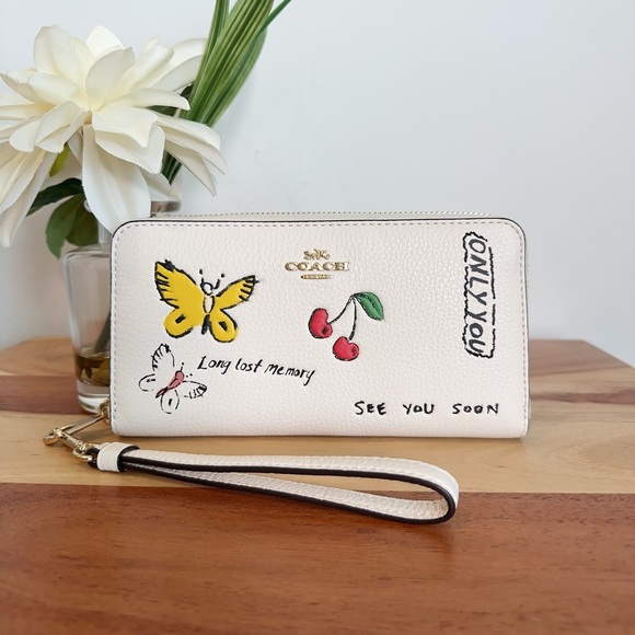 NWT Coach Long Zip Around Wallet With Sketch Print - Picture 1 of 5